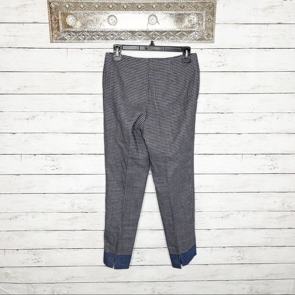 Piazza Sempione Blue Plaid Checkered Skinny Straight Leg Work Pants - Picture 2 of 9